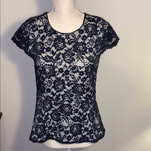 The Limited size small navy lace blouse